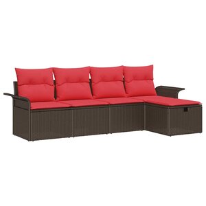vidaXL Ensemble de canapé de jardin avec coussin 5 Pièces Poly rotin