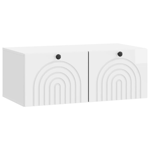 vidaXL Meuble TV mural Montage mural Blanc brillant 78 5 x 41 x 30 cm