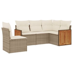 vidaXL Salon de jardin avec coussins 5 Pièces beige résine tressée