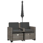 vidaXL Canapé de jardin 2 places avec parasol et tabourets gris rotin