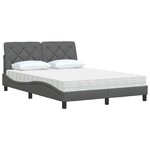vidaXL Lit avec matelas gris foncé 140x200 cm tissu