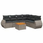 vidaXL Salon de jardin avec coussins 7 Pièces gris résine tressée