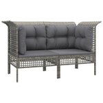 vidaXL Salon de jardin 7 Pièces avec coussins Gris Résine tressée