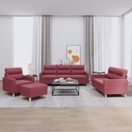 vidaXL Ensemble de canapés 4 Pièces avec coussins Rouge bordeaux Tissu