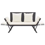 vidaXL Banc de jardin avec coussins 176 cm Noir Résine tressée