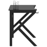Bureau table poste de travail meuble d'ordinateur informatique étude de jeu avec pieds en forme de K 90 x 60 x 75 cm noir 02_0023770