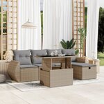 vidaXL Salon de jardin avec coussins 6 Pièces beige résine tressée