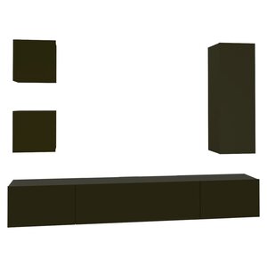 vidaXL Ensemble de meubles TV 5 Pièces Noir Bois d'ingénierie