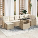 vidaXL Ensemble de canapé de jardin de 8 pièces avec coussins beige en rotin synthétique