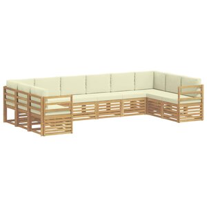 vidaXL Ensemble de canapés d'extérieur 10 Pièces Blanc et crème Polyester