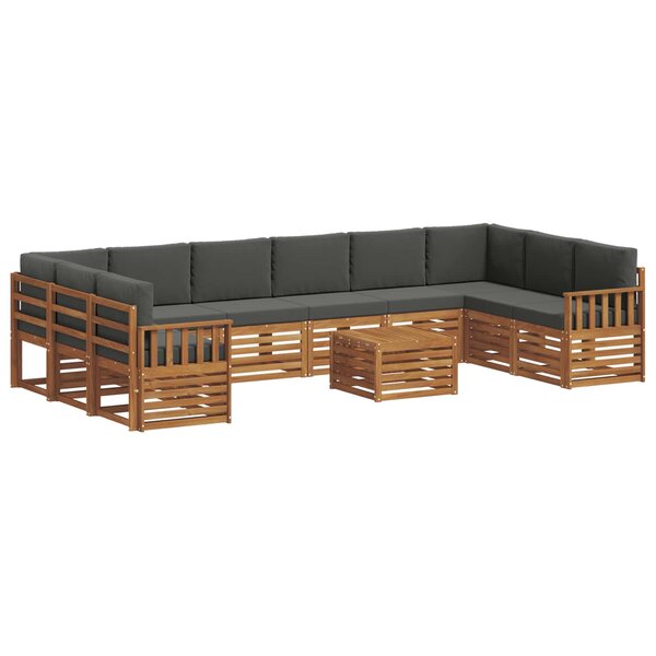 vidaXL Ensemble de canapés d'extérieur 11 pc Naturel et Anthracite