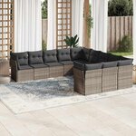 vidaXL Salon de jardin 11 Pièces avec coussins gris clair résine tressée