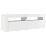 vidaXL Meuble TV avec lumières LED blanc brillant 120x35x40 cm