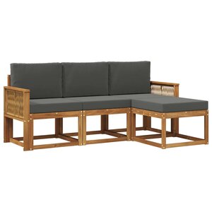 vidaXL Ensemble de canapés d'extérieur 4 pc Naturel et Anthracite