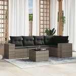 vidaXL Salon de jardin 6 Pièces avec coussins gris résine tressée