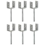 vidaXL Piquets de clôture 6 Pièces Argenté 10x6x30 cm Acier galvanisé