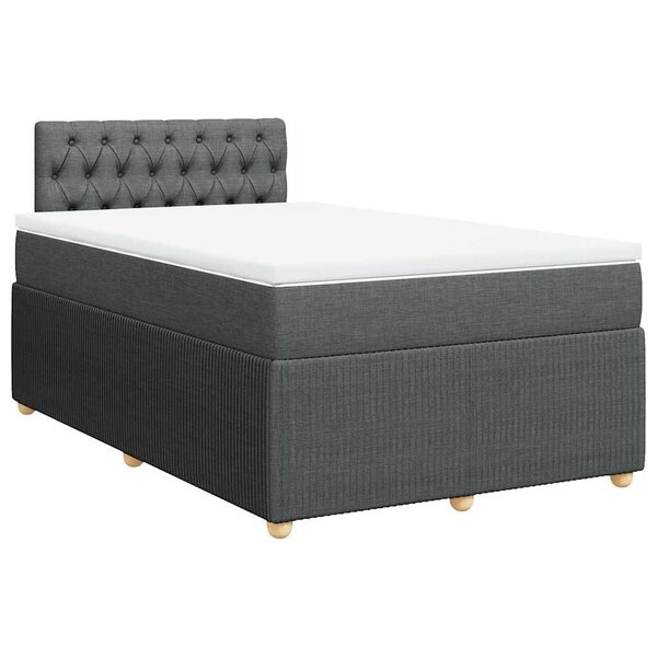 vidaXL Sommier à lattes de lit avec matelas gris foncé 120x190cm tissu