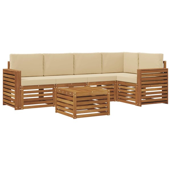vidaXL Ensemble de canapés d'extérieur 6 pc Naturel et Beige Polyester