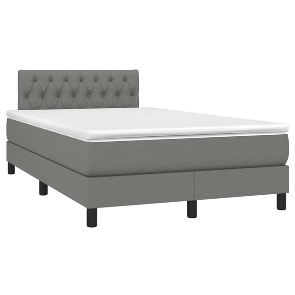 vidaXL Sommier à lattes de lit avec matelas gris foncé 120x190cm tissu