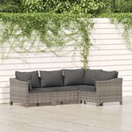 vidaXL Salon de jardin 4 Pièces avec coussins Gris Résine tressée