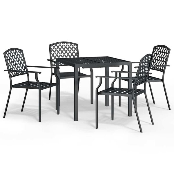 vidaXL Ensemble à manger de jardin 5 Pièces anthracite acier