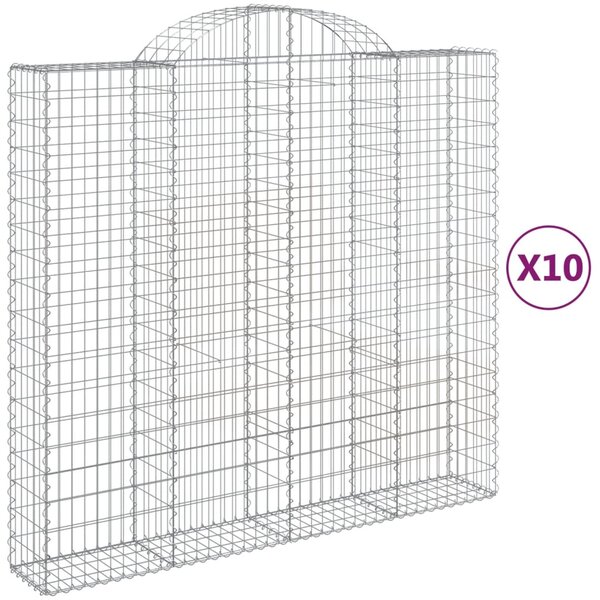 vidaXL Paniers à gabions arqués 10 Pièces 200x50x180/200 cm Fer galvanisé