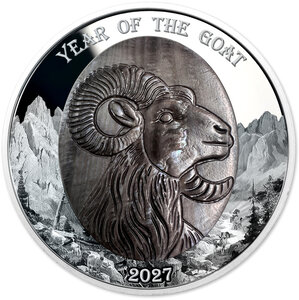 Monnaie GOAT Mother of Pearl Lunar Year 5 Oz Argent 25$ Solomon Islands 2027 (PRÉCOMMANDE)