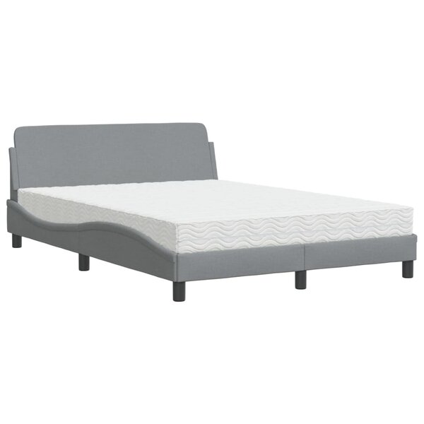 vidaXL Lit avec matelas Dover gris clair 140x200 cm tissu