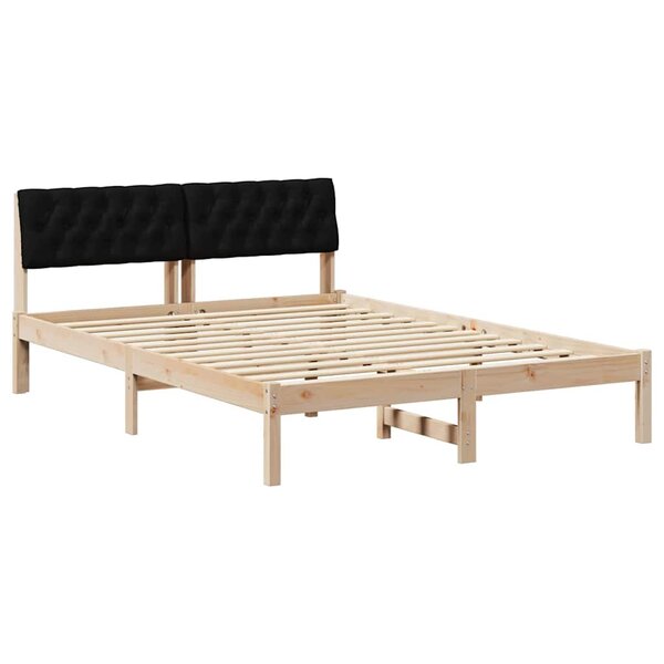 vidaXL Cadre de lit Marron et noir 135 x 190 cm Bois massif en pin
