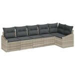 vidaXL Ensemble de canapé de jardin de 6 pièces avec coussins gris clair en poly rotin
