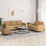 vidaXL Ensemble de canapés 3 Pièces marron velours