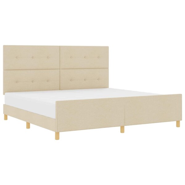 vidaXL Cadre de lit avec tête de lit Crème 200 x 200 cm tissu