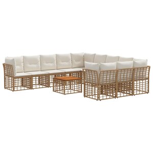 vidaXL Ensemble de canapés d'extérieur 12 Pièces Blanc Naturel et Crème
