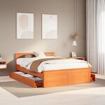 vidaXL Cadre de lit sans matelas avec tête de lit brun cire 140x200 cm