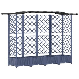 vidaXL Lit Élevé avec Treillis et Toit Gris 203 5 x 40 x 123 cm PP