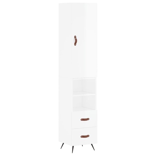vidaXL Buffet haut Blanc brillant 34 5x34x180 cm Bois d'ingénierie