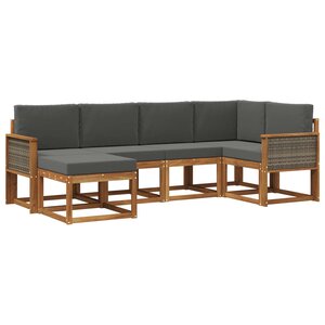 vidaXL Ensemble de canapés d'extérieur 6 Pièces Naturel et Anthracite