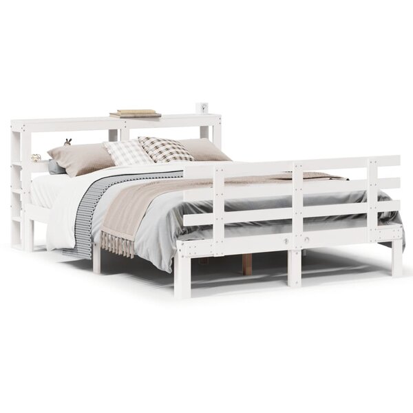 vidaXL Cadre de lit avec tête de lit sans matelas blanc 160x200 cm