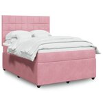 vidaXL Sommier à lattes de lit avec matelas Rose 160x200 cm Velours