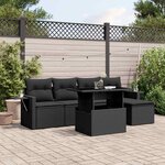 vidaXL Salon de jardin 6 Pièces avec coussins noir résine tressée