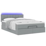vidaXL Lit ottoman avec matelas et LED gris clair 140x190 cm tissu