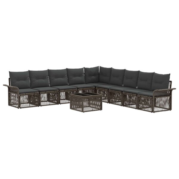 vidaXL Ensemble de canapé de jardin 10 Pièces Gris polyrotin