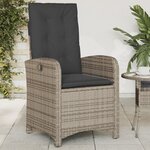 vidaXL Chaise inclinable de jardin avec coussins gris résine tressée