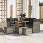 Canapés de Jardin 8 Pièces avec Coussins Gris