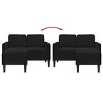 vidaXL Canapé 2 places avec méridienne en L noir 125 cm velours