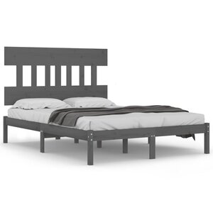 vidaXL Cadre de lit sans matelas gris 200x200 cm bois massif
