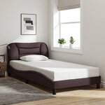 vidaXL Cadre de lit avec LED sans matelas Hvar marron foncé 100x200cm tissu