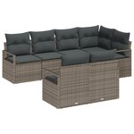 Ensemble de Canapé de Jardin vidaXL 7 Pièces avec Coussins Gris Poly Rattan