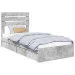 vidaXL Lit de Rangement Gris béton 100 x 200 cm Bois d'ingénierie