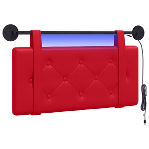 vidaXL Tête de lit suspendue Avec lumière LED Rouge Simili cuir
